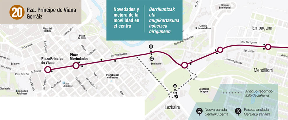 Así serán los recorridos y nuevas paradas de las villavesas en Pamplona