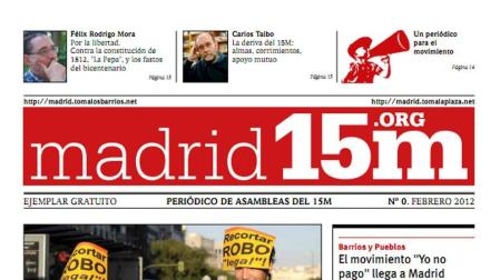 La portada del primer n&uacute;mero del diario del 15-M