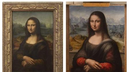 La "Gioconda" auténtica (dcha.), expuesta en el Museo del Louvre. 	REUTERS