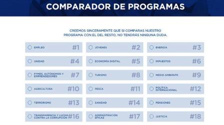 ​El PP lanza un comparador de programas electorales
