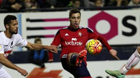 Álex Sánchez, contra el Nàstic.