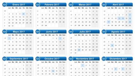 El calendario laboral para 2017 recoge 12 días festivos, 9 comunes en toda España