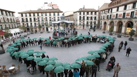 Concentración por el Día Mundial contra el Cáncer celebrada en Tudela en 2014.