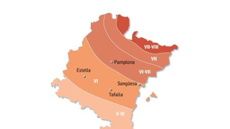 Zonas de peligrosidad sísmica en Navarra