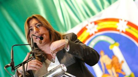 La presidenta de la Junta de Andalucía, Susana Díaz, durante su intervención en el Día de Andalucía.