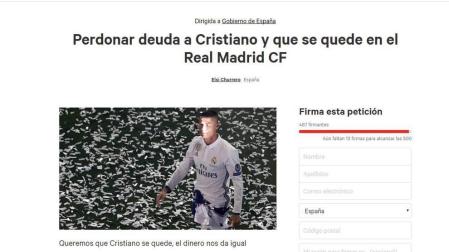 Abierta una petición para perdonar la deuda a Cristiano Ronaldo