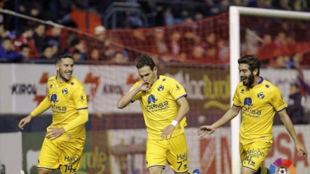 David Rodríguez celebra el 1-0 del Alcorcón.