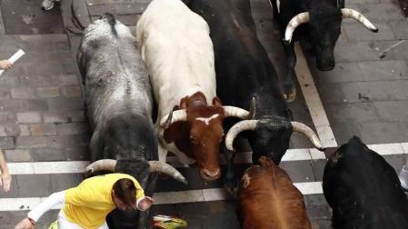Imágenes del octavo encierro, protagonizado por los Miura