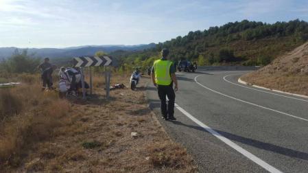 Trasladan en helicóptero a un motorista herido grave