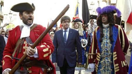 Carles Puigdemont en los actos conmemorativos de la Diada.