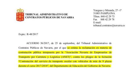 El contrato del transporte escolar, anulado por errores de Educación