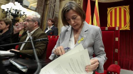 Carme Forcadell acude a primera hora de la mañana al Parlament