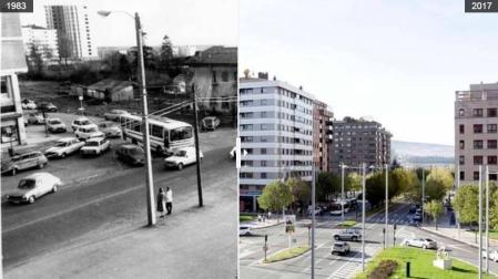 Vista de Pío XII en 1983 y 2017.