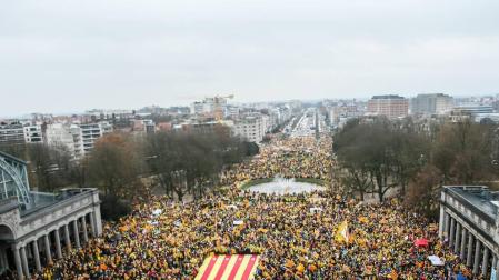 Manifestación en Bruselas a favor de la independencia de Cataluña