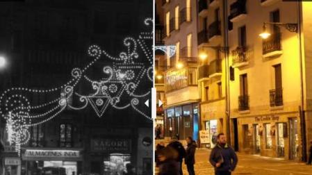 La Plaza Consistorial en la Navidad de 1958 y en 2017.