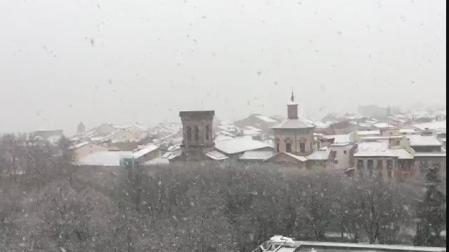 Nevada en los alrededores de la capilla de San Fermín de Pamplona