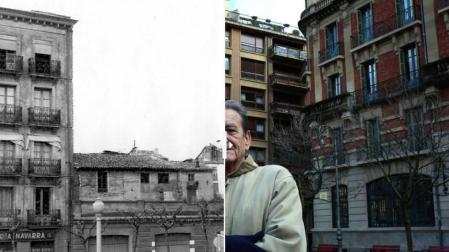 La calle Ansoleaga de Pamplona en 1962 y en la actualidad.
