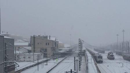 La nevada en Navarra cancela vuelos y autobuses y corta el tráfico de trenes