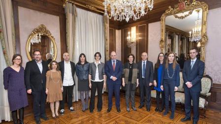 Foto del equipo de gestión del proyecto en Navarra. En el centro Manu Ayerdi y a su izquierda en la imagen, la coordinadora Céline Tougeron.