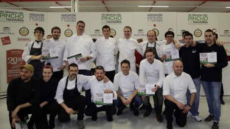 Acto de entrega de premios de la Semana del Pincho de Navarra 2018 en la que el primer premio ha sido para El Merca'o, el segundo para el Iruñazarra y el tercero para La Cocina de Alex Múgica.