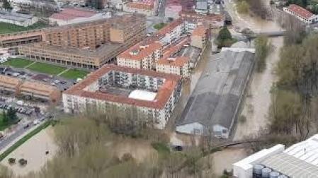 Vista área de las inundaciones en la Comarca de Pamplona