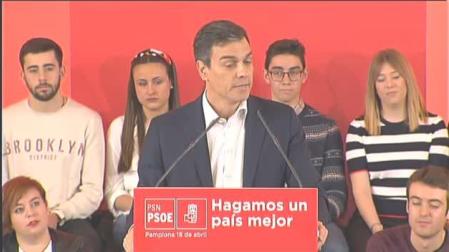 Sánchez advierte en Pamplona a Rivera de que o está con Gabilondo o está con la corrupción