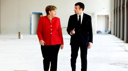 Merkel y Macron reafirman voluntad de lanzar propuesta común para reformar la UE
