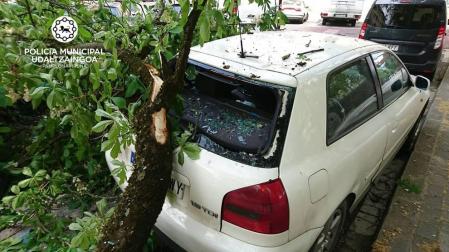 La caída de una rama daña dos vehículos estacionados en la calle Juan de Labrit