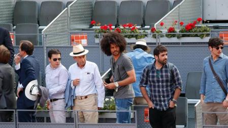 Roberto Torres, Aridane Hernández, Fran Mérida y MIguel De las Cuevas acudieron a ver el encuentro entre Novak Djokovic y Kei Nishikori.