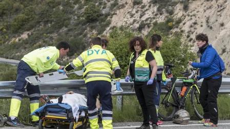 Tres ciclistas heridos, dos de ellos graves, en la Half Triatlon de Pamplona