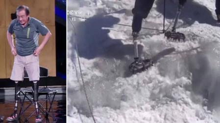 Un escalador chino de 70 años amputado de ambas piernas corona el Everest