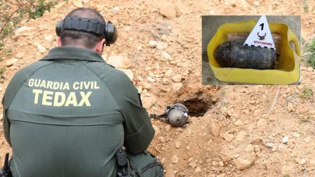 El GEDEX de la Guardia Civil destruye un proyectil de guerra encontrado en el valle de Yerri