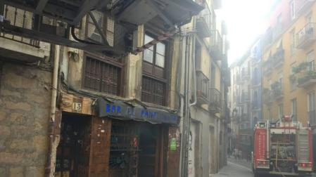 Registrado un incendio en el antiguo bar Pamplonica de la calle Jarauta