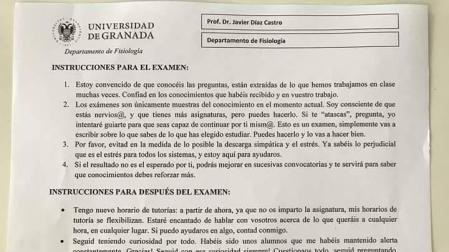 Los consejos de un profesor ante los exámenes se hacen virales