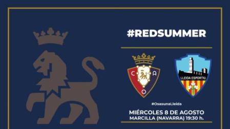 Osasuna jugará contra el Lleida el 8 de agosto en Marcilla