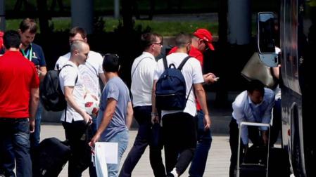 La selección española llegó a Madrid tras quedar eliminada del Mundial