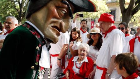 Salida de los gigantes y cabezudos de Pamplona, 7 de julio de San Fermín 2018
