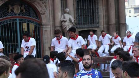 Imágenes del sexto encierro de los Sanfermines 2018, con toros de la ganadería Victoriano del Río.