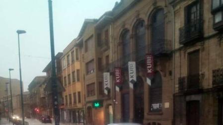 Los comercios del centro de Tafalla, los más afectados por la tormenta