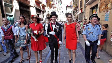 Cohete y fiestas en la calle de San Lorenzo de Pamplona