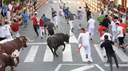 Un último encierro rápido y con cuatro heridos en Tafalla