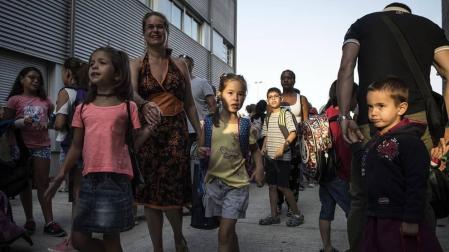 Imágenes del primer día de clases en el CP Doña Mayor de Navarra (Chantrea).