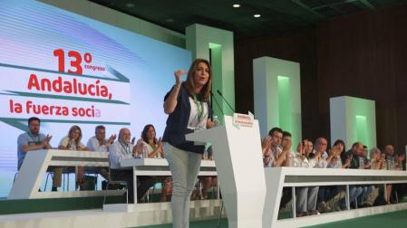 La presidenta andaluza y secretaria general del PSOE-A, Susana Díaz, durante su intervención en el 13 Congreso del PSOE Andaluz.