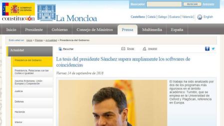 Dos programas antiplagio determinan como contenido original la tesis de Sánchez