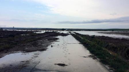 Cortada la carretera NA-5330 por el desbordamiento de la laguna de Pitillas