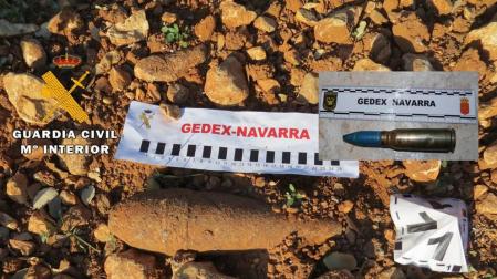 La Guardia Civil destruye dos granadas y un proyectil aéreo en Peralta y el Carrascal