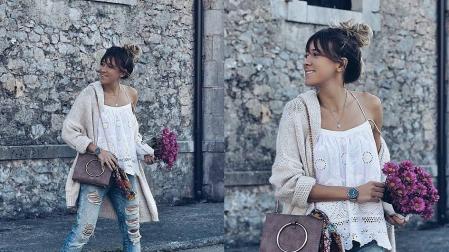 Look con chaqueta de punto