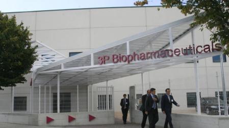 Entrada a las instalaciones de 3P Biopharmaceuticals en Noáin.