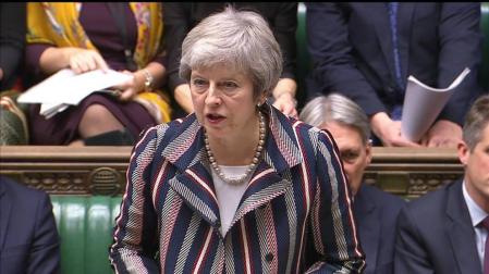 Theresa May, durante su discurso en la Cámara de los Comunes.