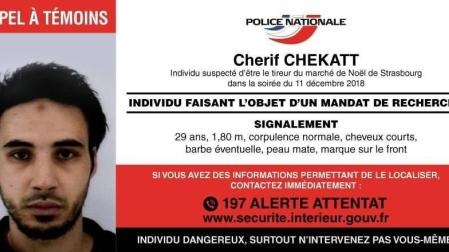 Fotografía cedida por la Policía Nacional Francesa que muestra a Cherif Chekatt, sospechoso del tiroteo.